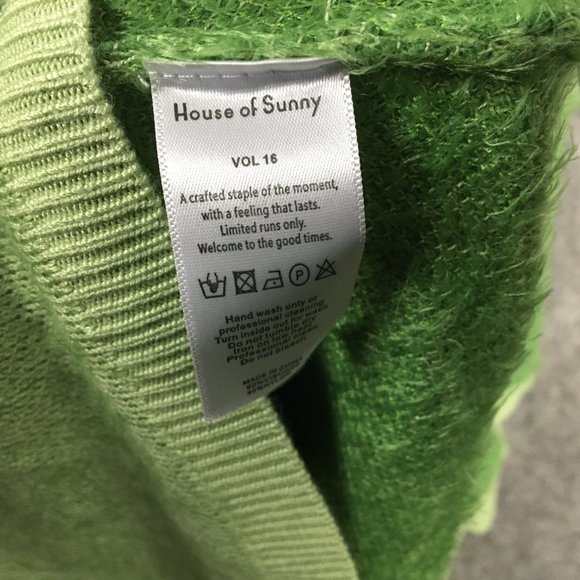 House of Sunny Dress 4 Midi Green Knit Psychedelic Textured Eyelash 60s 90s - Picture 11 of 16